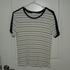 Anthropologie white/black striped shirt - Size S